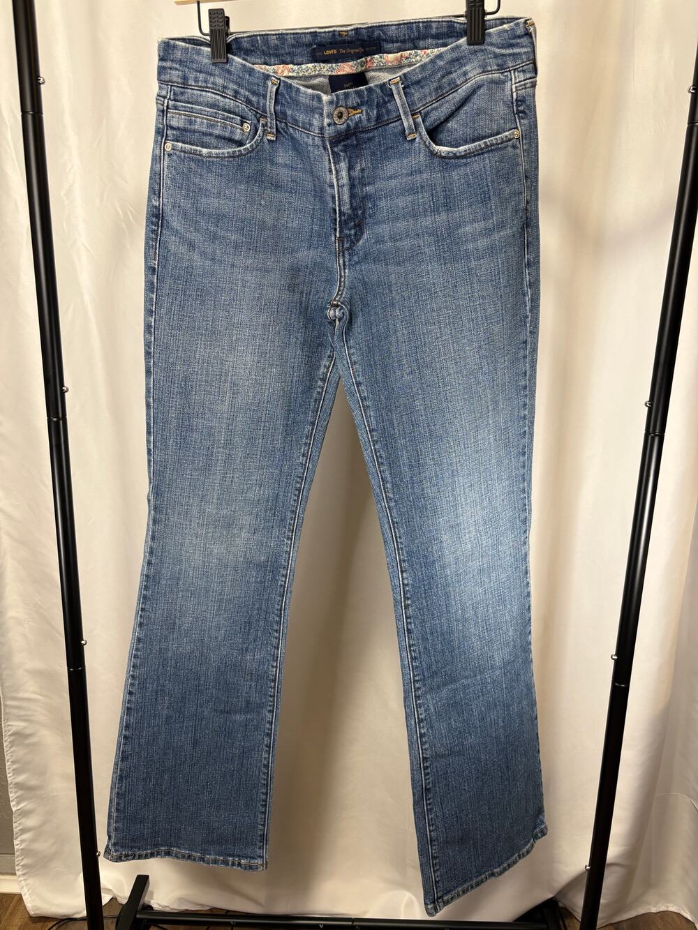 Levi’s 547 Platinum Flare Jeans Women’s 10 Medium Blue Stretch Flap Pockets Y2K